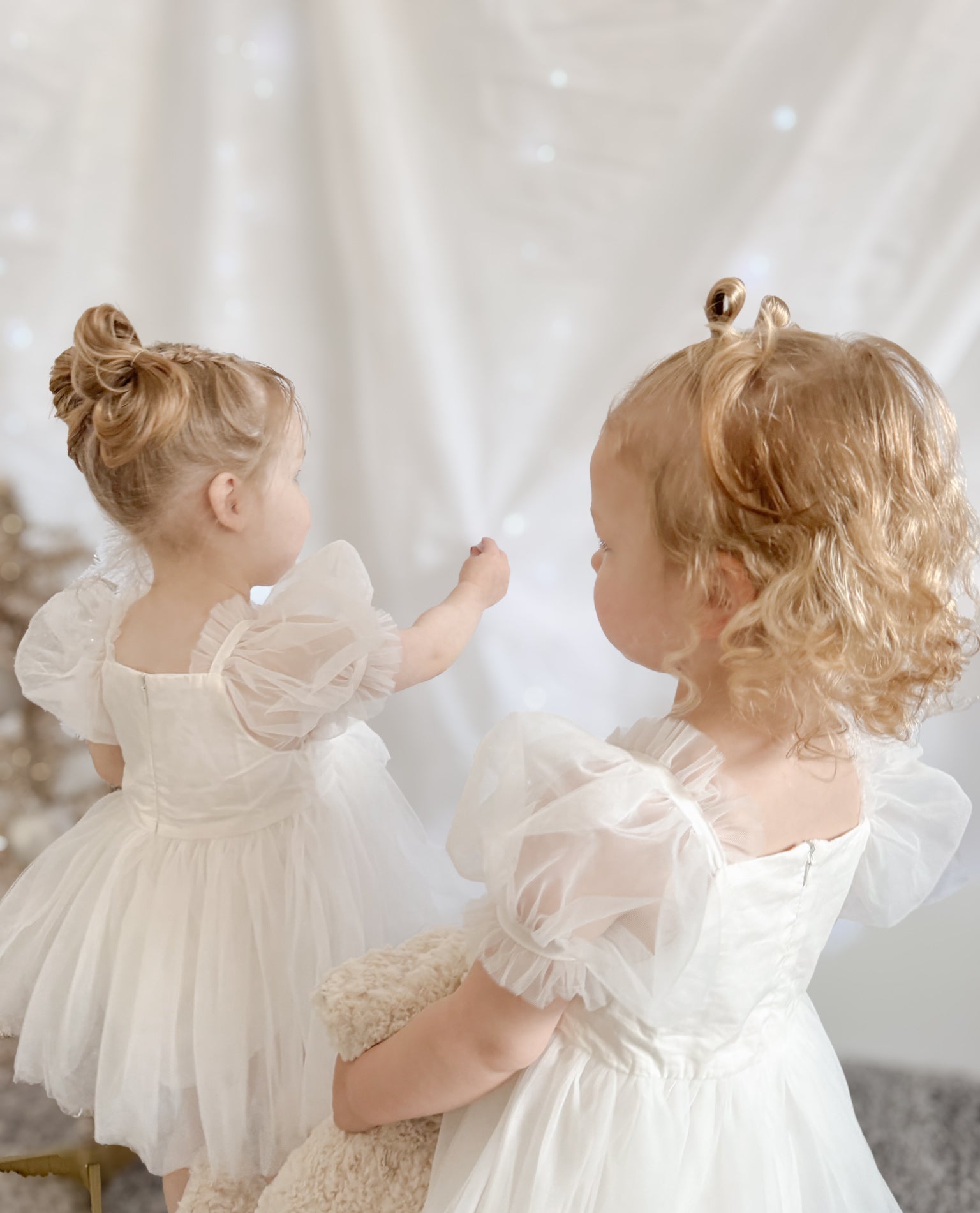 Dress for baby girls first birthday, white tulle Christmas dress