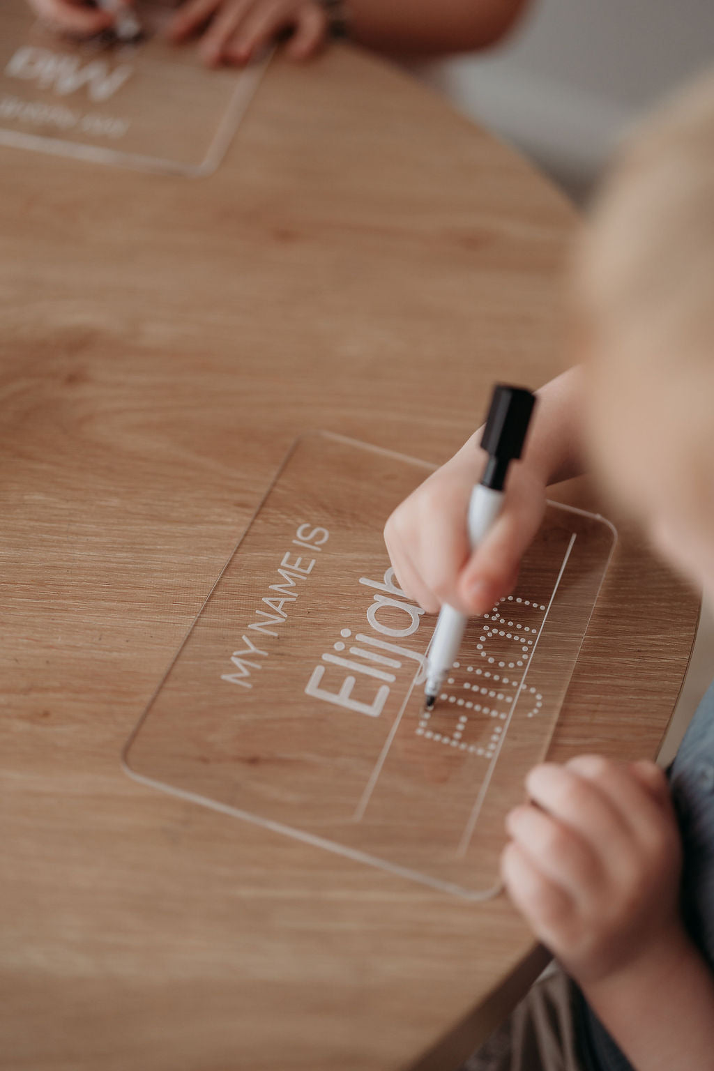 Clear acrylic name tracing board for kids set